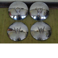 Set of 4 Original Willys Overland Jeepster Wheel Hubs, Chrome