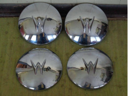 Set of 4 Original Willys Overland Jeepster Wheel Hubs, Chrome
