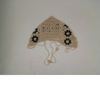 Cream and black wool hat 