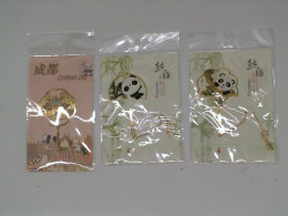 Set of 3 Golden Panda Fan Keychain Set of 3 Golden Panda Fan Keychain