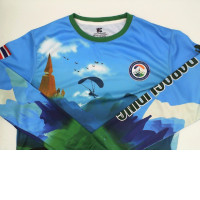 Blue and green long-sleeved round neck shirt Size M 