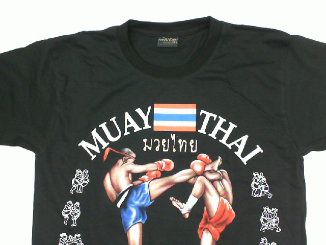 Black round neck t-shirt with Thai boxing pattern Size M Black round neck t-shirt with Thai boxing pattern Size M