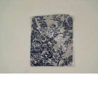 White long-sleeved round neck shirt with blue tree pattern Size L 