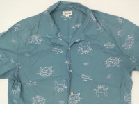 Blue Hawaiian shirt with cat pattern Size XL