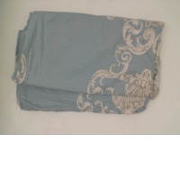 6-foot blue bed sheet with white pattern 