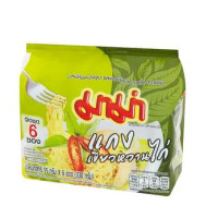 Mama instant noodles, green curry chicken flavor, 55 g., pack of 6