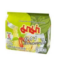Mama instant noodles, green curry chicken flavor, 55 g., pack of 6