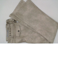 Women's cream-white leather long pants Size S 