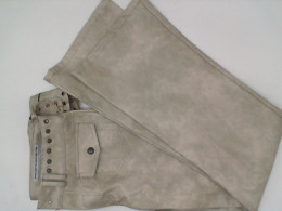 Women's cream-white leather long pants Size S 