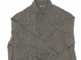 Men's long-sleeved shirt, gray plaid pattern, black pattern  Size XL 
