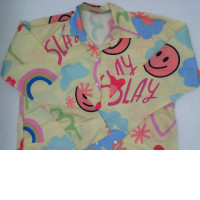 Yellow long-sleeved shirt with pink smile pattern Size L Yellow long-sleeved shirt with pink smile pattern Size L