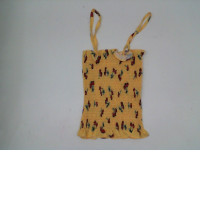 Yellow strapless tank top with red pattern Yellow strapless tank top with red pattern