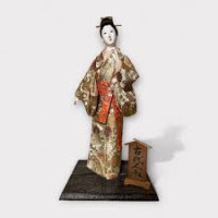 Chinese big geisha doll on a stand