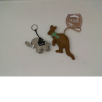Set of 2 Elephant and kangaroo keychain
