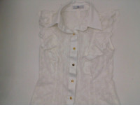 White lace sleeveless collar shirt Size S 