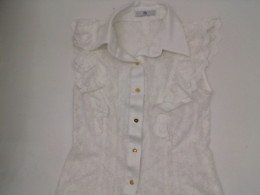 White lace sleeveless collar shirt Size S 