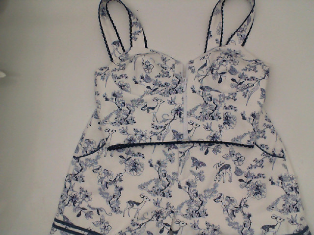 Women's tank top and shorts, white with blue pattern Women's tank top and shorts, white with blue pattern