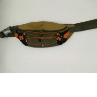 Men's large waist bag in green and brown 