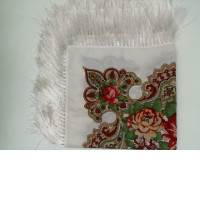 White tablecloth with floral pattern 