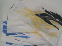 Women's long white parachute pants with patterns Women's long white parachute pants with patterns