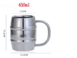 304 Stainless Steel Beer Mug Double Wall Thermal Cup Handle Bar Metal Water Wine Tumbler Insulation Keeps Cool