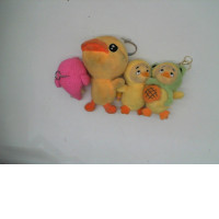 Set of 4 Yellow duck and pink elephant dolls