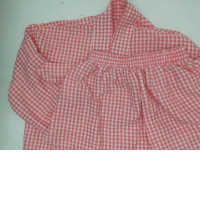 Set Long-sleeved pink robe and pants with white stripes