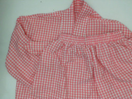 Set Long-sleeved pink robe and pants with white stripes