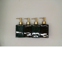 Set of 4  Marble pattern square pump bottle with gold pump head