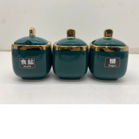 Set of 3 Sugar jar, salt, coffee, small glass bottle 