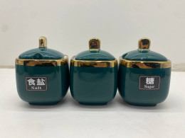 Set of 3 Sugar jar, salt, coffee, small glass bottle Set of 3 Sugar jar, salt, coffee, small glass bottle