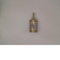 White shampoo pump bottle with gold pattern 