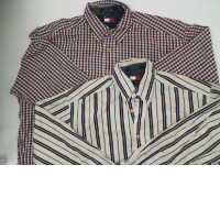 Set of 2 TOMMY Men's long-sleeved collared shirt in plaid pattern 