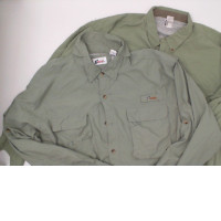 Set of 2 Men's green long-sleeved collared shirt 