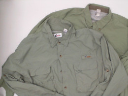 Set of 2 Men's green long-sleeved collared shirt 