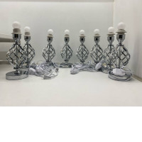 Set of 8  Silver table lamp with bulb 