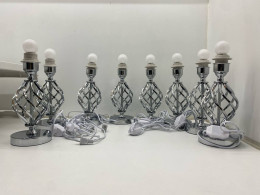 Set of 8  Silver table lamp with bulb 
