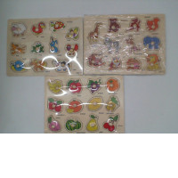 Set of 3 Wooden jigsaw puzzle toys to practice skills 