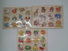 Set of 3 Wooden jigsaw puzzle toys to practice skills 