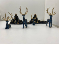 Set of Home Decor Couple Deer Model with Mountain Background 