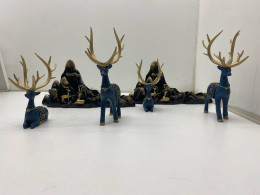 Set of Home Decor Couple Deer Model with Mountain Background 