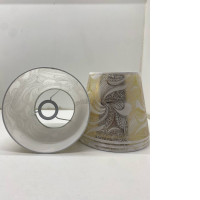 Set of 4 White lamp with gold flower pattern