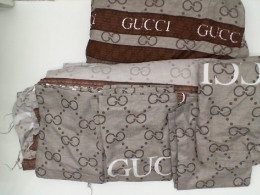 Set of Gucci grey pattern bed cover and bed sheet, pillowcases, bolster case, 6 feet Set of Gucci grey pattern bed cover and bed sheet, pillowcases, bolster case, 6 feet