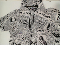 Women's white nightdress with black pattern 