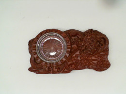 Dragon-shaped carved wooden cigarette ashtray