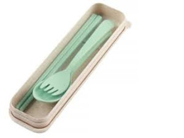 Set of 3pcs Portable Tableware Set Eco-Friendly Chopsticks Spoon Fork Plastic Cutlery with Box Set of 3pcs Portable Tableware Set Eco-Friendly Chopsticks Spoon Fork Plastic Cutlery with Box