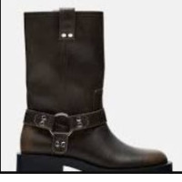 ZARA LOW HEEL BIKER ANKLE BOOTS