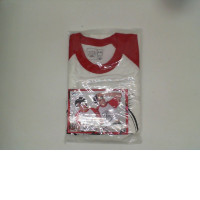  White round neck t-shirt with blue stripes and black pattern  Size XXL