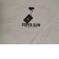 SUPER SUN Women's white round neck long-sleeved shirt Size S