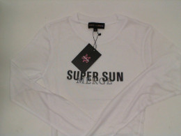 SUPER SUN Women's white round neck long-sleeved shirt Size S
